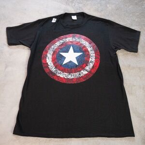 Marvel Captain America Avengers Shield Comic T-Shirt Men Large Black Graphic Tee